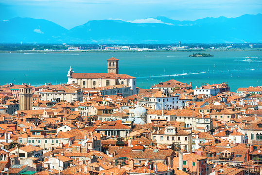 Aerial view to Venice roofs
