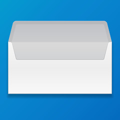 White Gray Blank Envelope. Illustration Isolated On Bluey Background. Mock Up Template Ready For Your Design. Vector EPS10