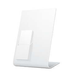 White POS POI Cardboard Blank Empty Show Box Holder For Advertising Fliers, Leaflets Or Products. Illustration Isolated On White Background. Mock Up Template Ready For Your Design. Vector EPS10