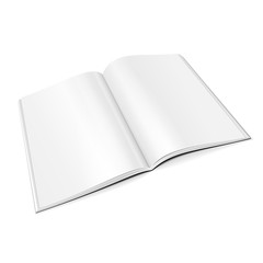 Blank Opened Magazine, Book, Booklet, Brochure Cover. Illustration Isolated On White Background. Mock Up Template Ready For Your Design. Vector EPS10