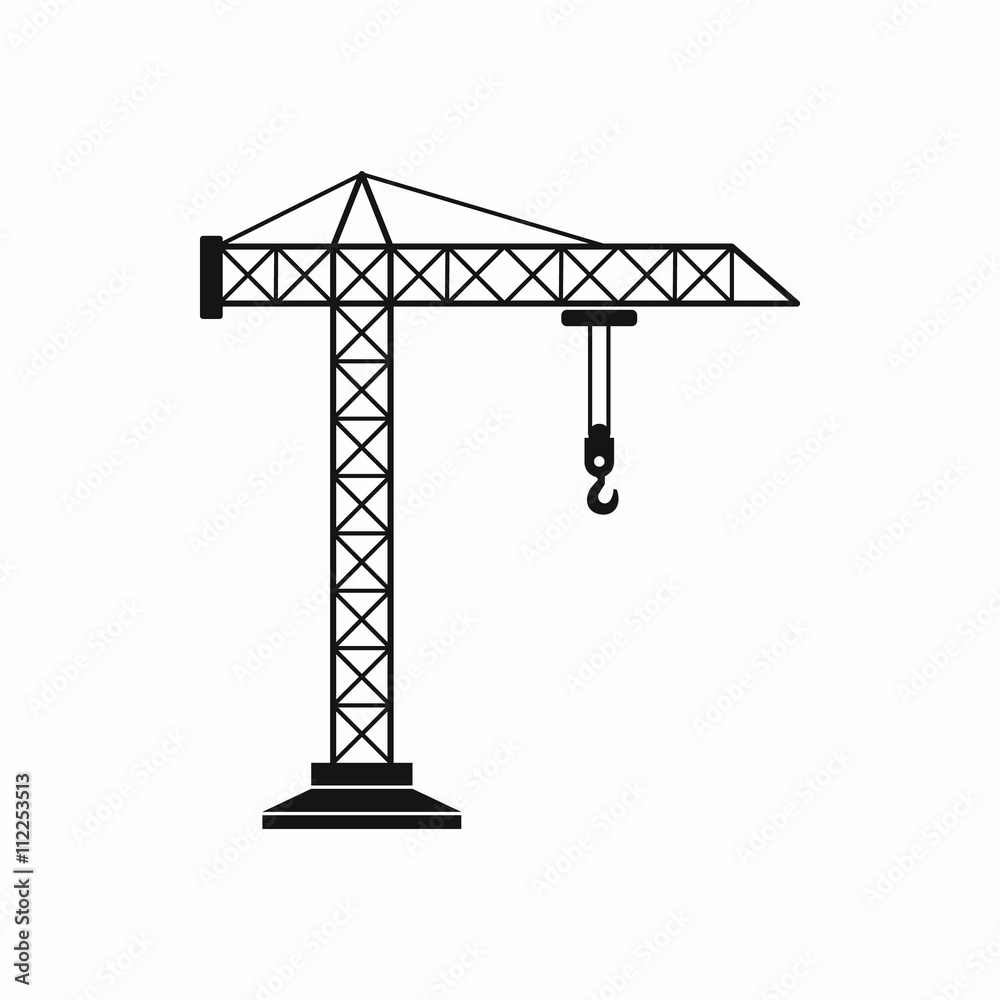 Wall mural construction crane icon, simple style