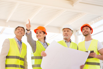 Construction project team. Building industry