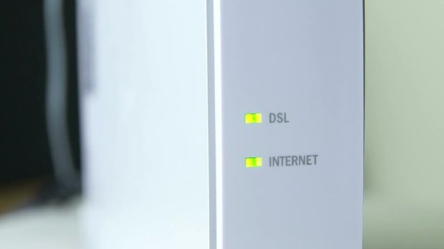 Highspeed internet modem with blinking LEDs