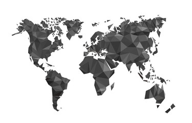 Map world polygon on a white background, Vector illustration