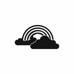 Rainbow and clouds icon, simple style