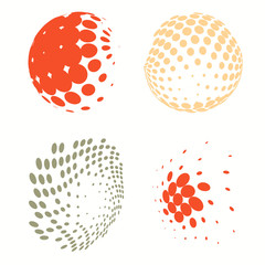 Set of colorful logos halftone Circles Logo, vector illustration