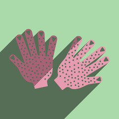 Flat icons with shadow of gloves