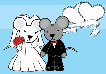 sweet married mouse cartoon background in vector format