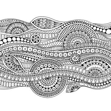 Ethnic floral zentangle, doodle background pattern in vector. He