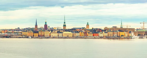 Foto op Canvas Panorama van de oude stad (Gamla Stan) in Stockholm, Zweden © sborisov