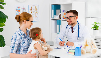 mother and child on reception at doctor