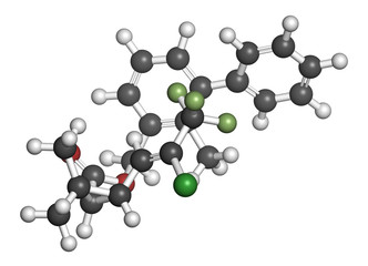 Bifenthrin insecticide molecule (pyrethroid class). 