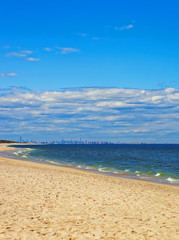 Atlantic Ocean at Sandy Hook with view of NYC