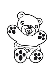 baby pacifier diaper child sweet cute small comic cartoon teddy bear