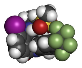 flubendiamide insecticide molecule (ryanoid class). 3D rendering. 