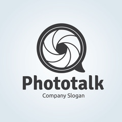 Photo Talk logo. Logo for Icons for Photographers,Photography logo. Camera logo template. Vector logo template.