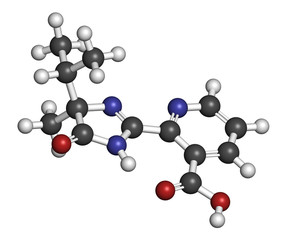 Imazapyr herbicide molecule. 3D rendering. 