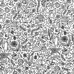 Cute Kids Seamless Pattern with Nice Things