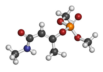 Monocrotophos organophosphate insecticide molecule. 