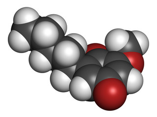 Primin primrose plant allergen molecule. 3D rendering.