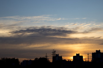 Beautiful sunset on the city skyline