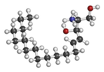 Sphingosine lipid molecule. 3D rendering. 