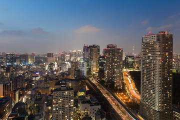 Fototapeta na wymiar Tokyo cityscape and tokyo sky tree at night
