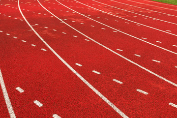 Track and field corner lane lines.