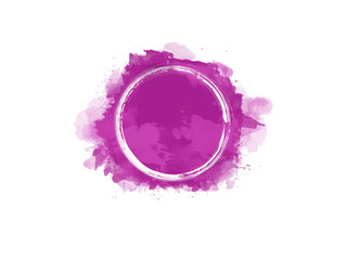 Aquarell Farbfleck in pink mit weißem Kreis in der Mitte, hochauflösende Illustration für...