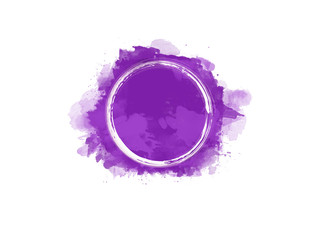 Aquarell Farbfleck in violett mit weißem Kreis in der Mitte, hochauflösende Illustration für kreative Designhintergründe