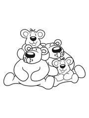 2 children siblings papa mama, son, daughter, family team polar bear sitting sweet cute comic cartoon teddy bear dick big