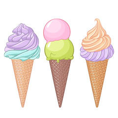Set of colorful ice-cream. Vector illustration isolated on white background.
