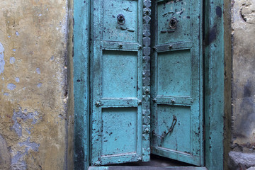 Fototapeta na wymiar Old door at the city of the ancient city of Varanasi,India