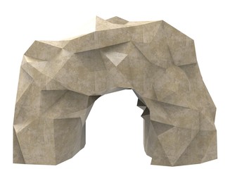 3d illustration of simple cave. low poly triangles and polygons style. icon for game web. rock texture color. white background isolated with shadow. simple to use. 