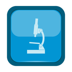 Microscope icon on a blue button