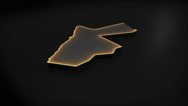 Seamless looping 3D animation of the map of Jordan including 2 versions and alpha matte