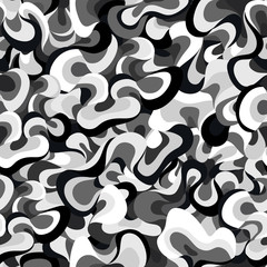 abstract waves grey scale seamless pattern