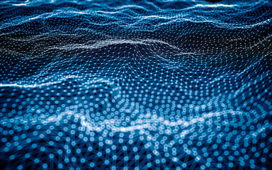 Abstract polygonal space low poly dark background, 3d rendering