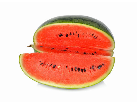 portion cut of watermelon on white background