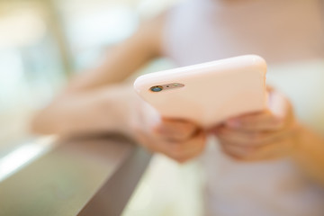 Woman hand hold with cellphone