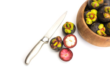 Mangosteen fruits isolated on white background