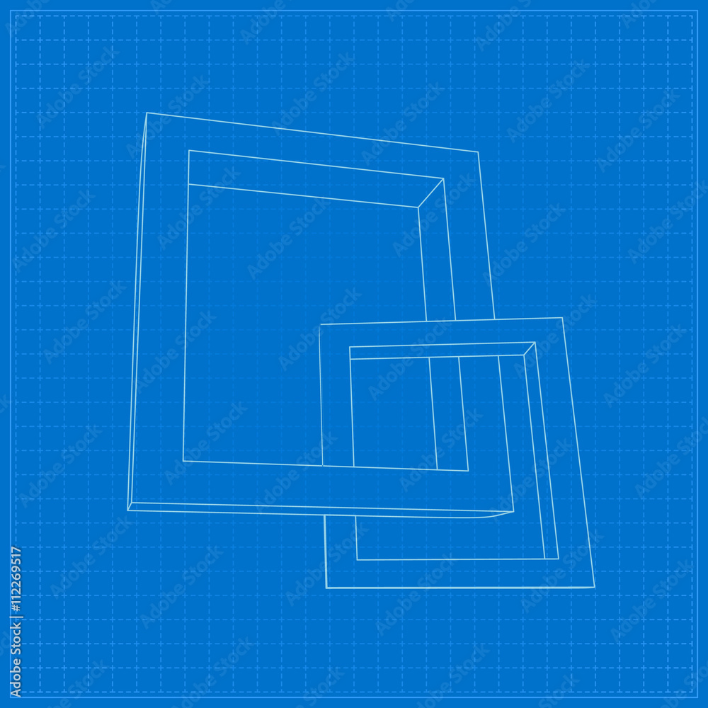 Aufkleber two rectangular 3d frames blueprint