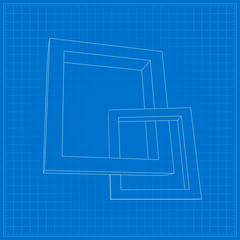 Two rectangular 3D frames blueprint