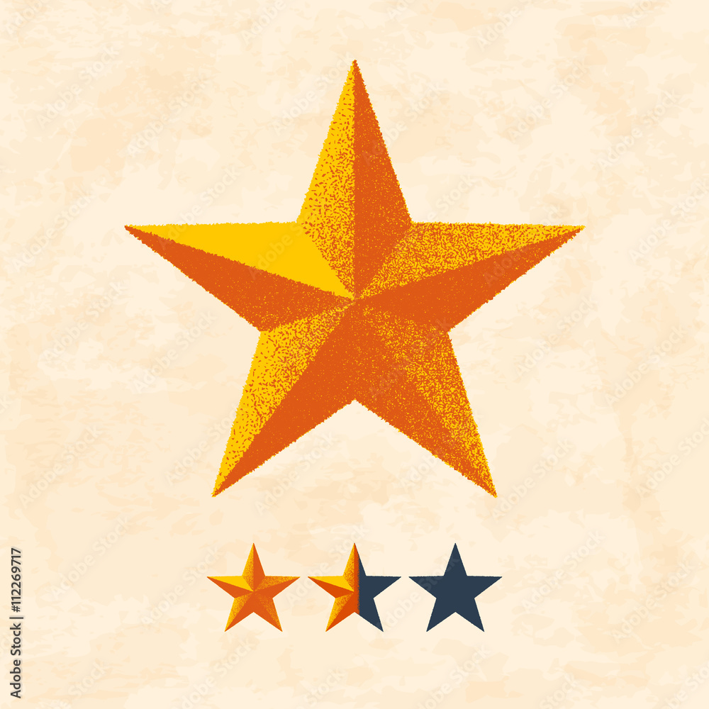 Wall mural star with glitter texture and rating template