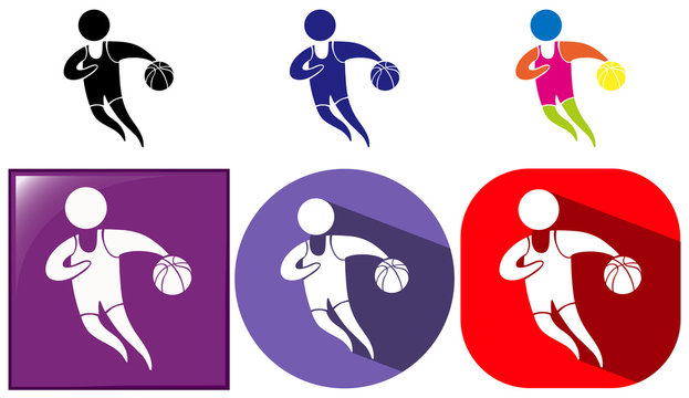 Sport icon design for basketball on badges