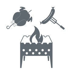 Barbecue chicken and sausage  icon on a white background