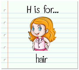 Flashcard letter H is for hair