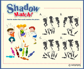 Game template for shadow matching with bowling