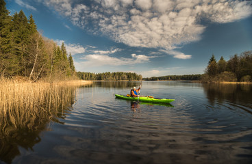 kayaker in the lake