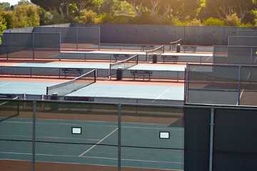 Outdoor tennis court with nobody in Malibu